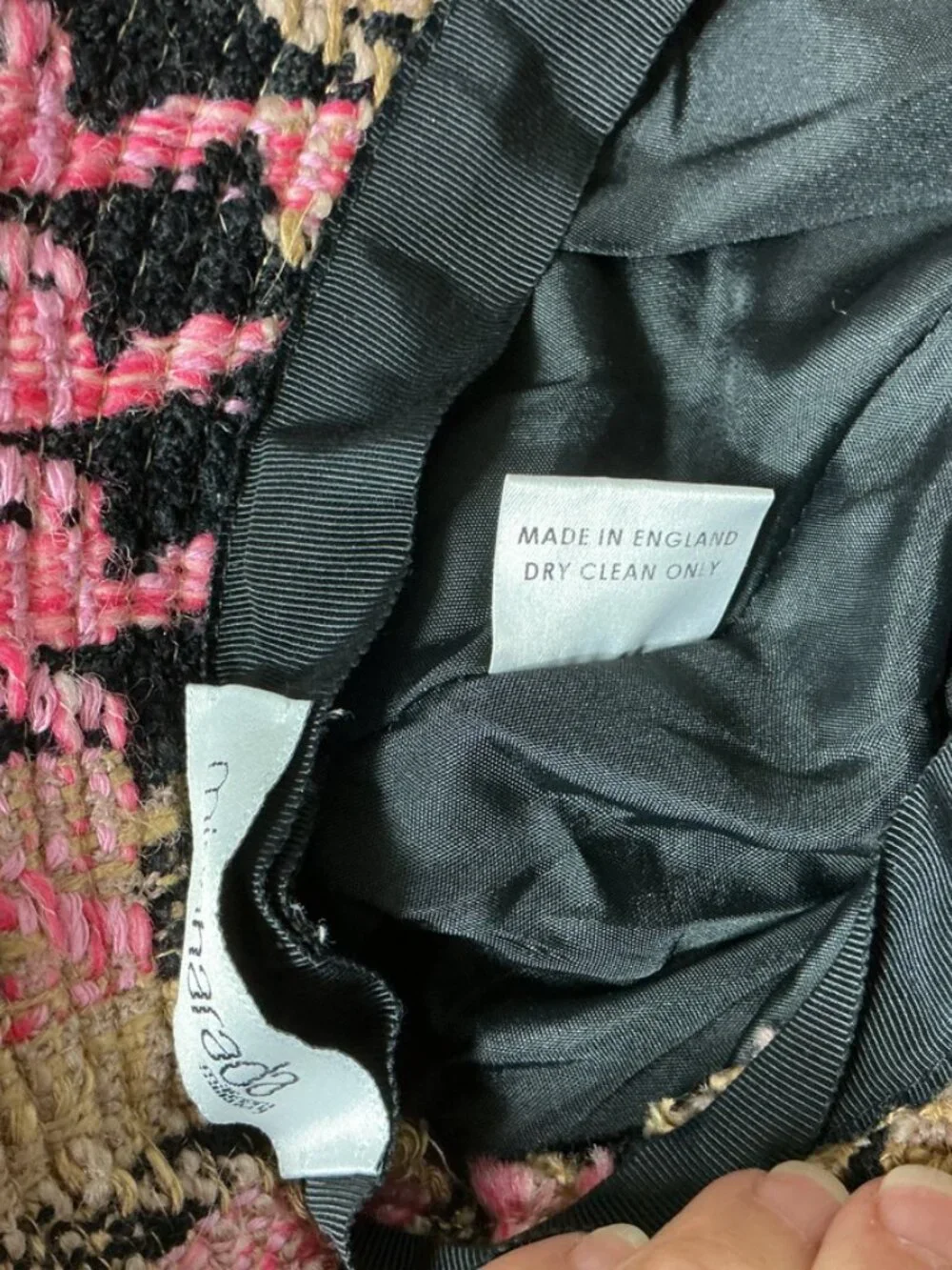 Misa Harada Millinery Wool Blend Pink Brown Black Tweed Houndstooth Bucket Hat